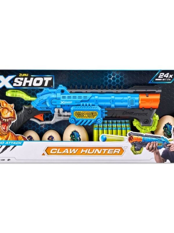 X-Shot Dino Attack Claw Hunter Blaster – 24 Darts, 6 Eggs