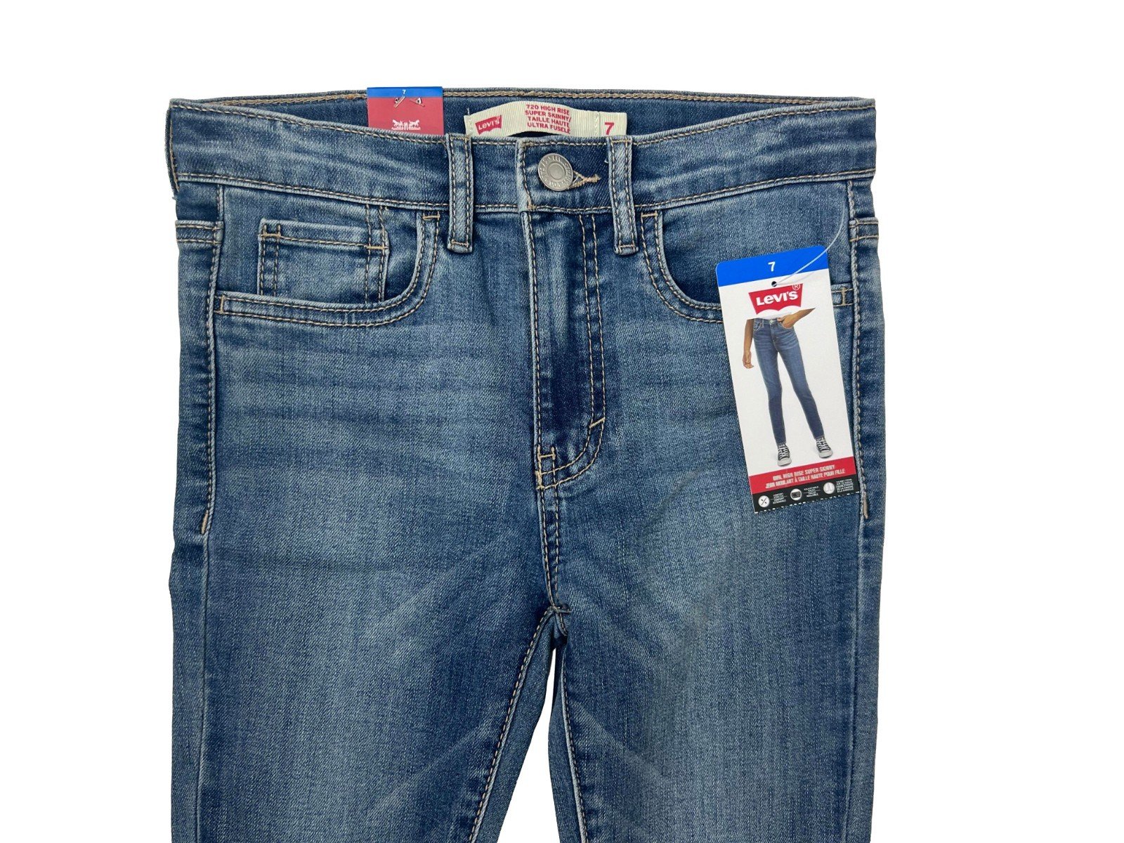 Levi's Girl's Light Blue High Rise Super Skinny Denim Jeans - Image 4