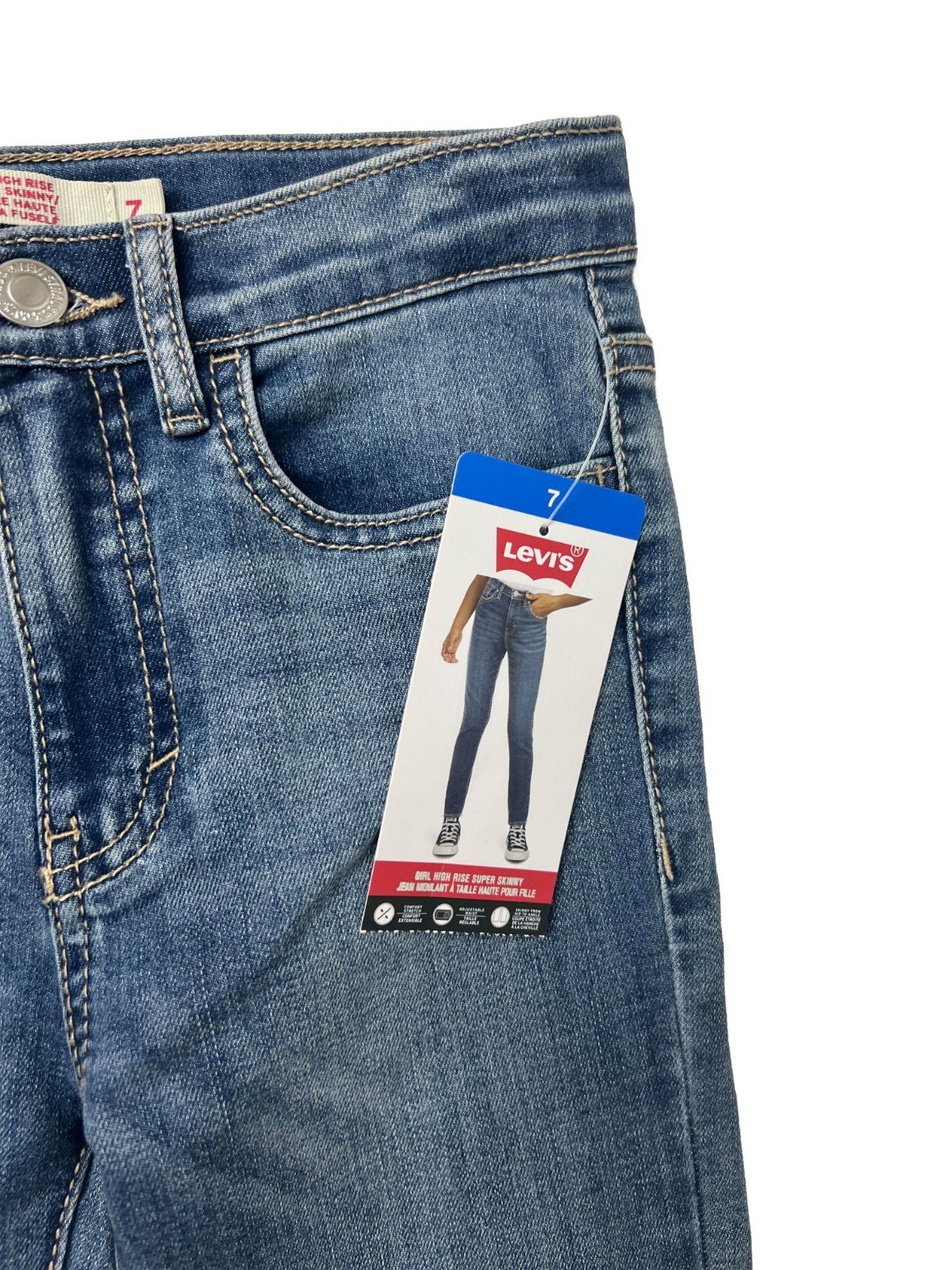 Levi's Girl's Light Blue High Rise Super Skinny Denim Jeans - Image 7