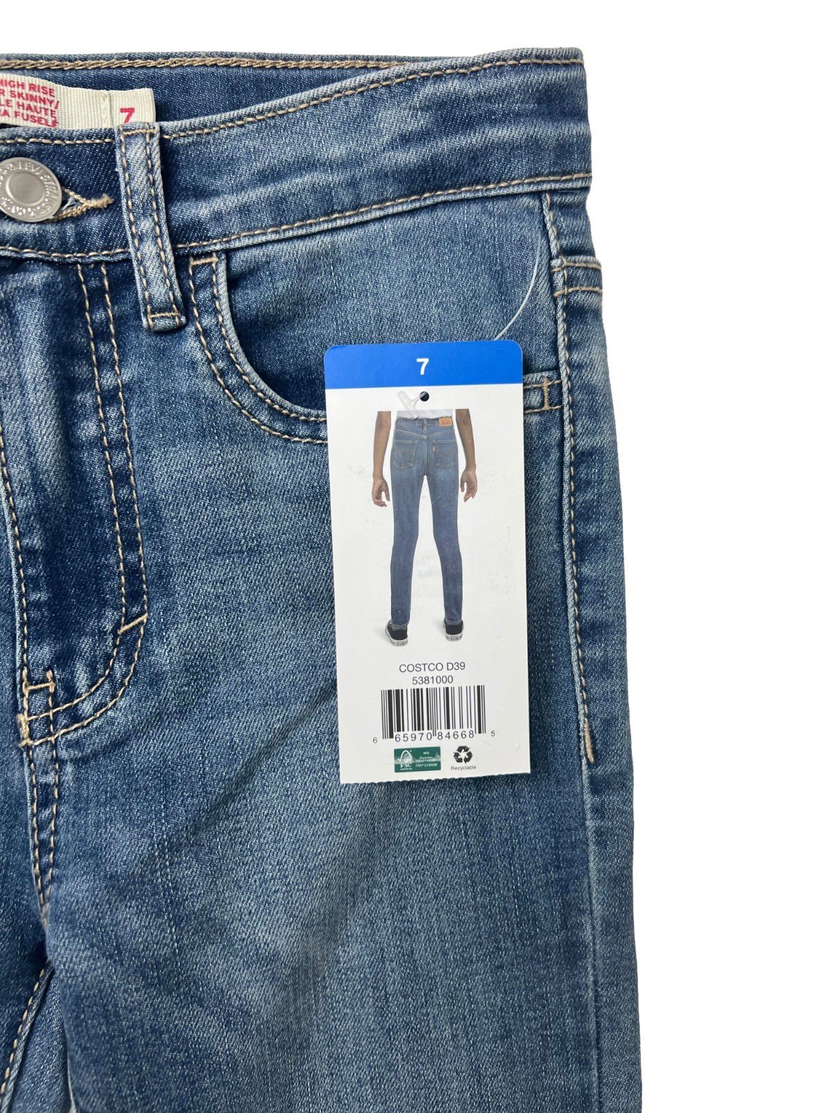 Levi's Girl's Light Blue High Rise Super Skinny Denim Jeans - Image 10