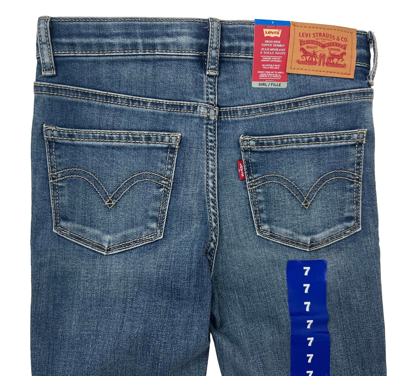 Levi's Girl's Light Blue High Rise Super Skinny Denim Jeans - Image 12