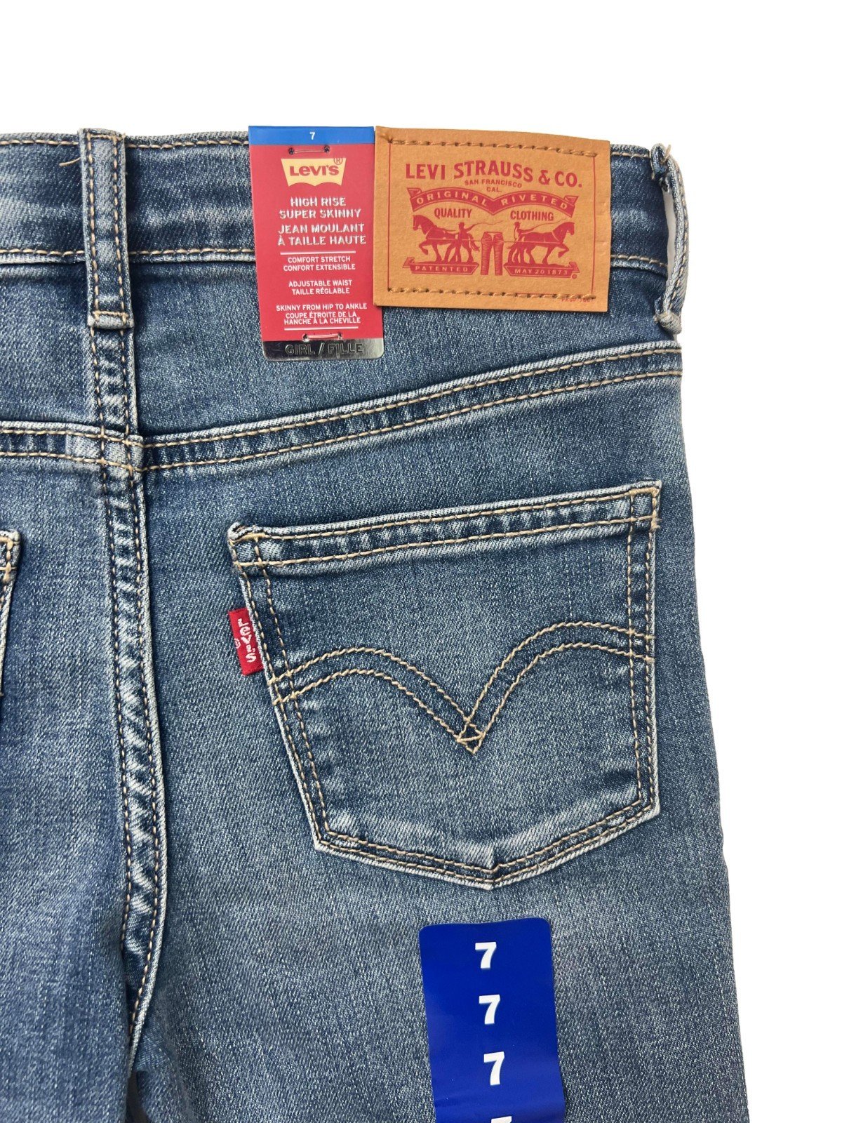 Levi's Girl's Light Blue High Rise Super Skinny Denim Jeans - Image 14