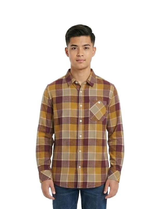 O'Neill Youth’s Orange Plaid Long Sleeve Flannel Shirt