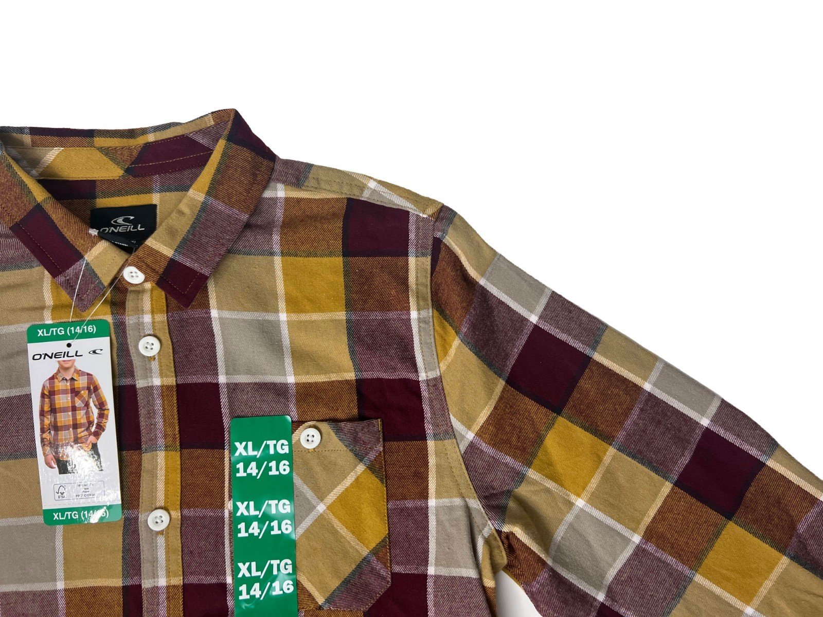 O'Neill Youth’s Orange Plaid Long Sleeve Flannel Shirt - Image 6