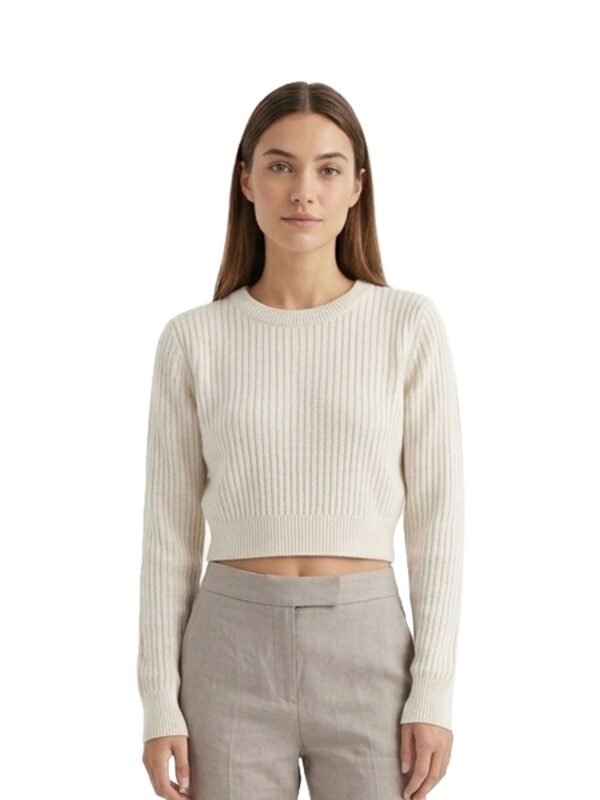 Frank & Oak Women's Cream Ribbed Knit Sweater