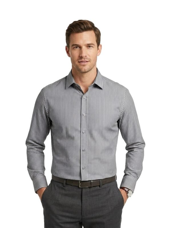 Banana Republic Men’s Grey Vertical Striped Long Sleeve Shirt