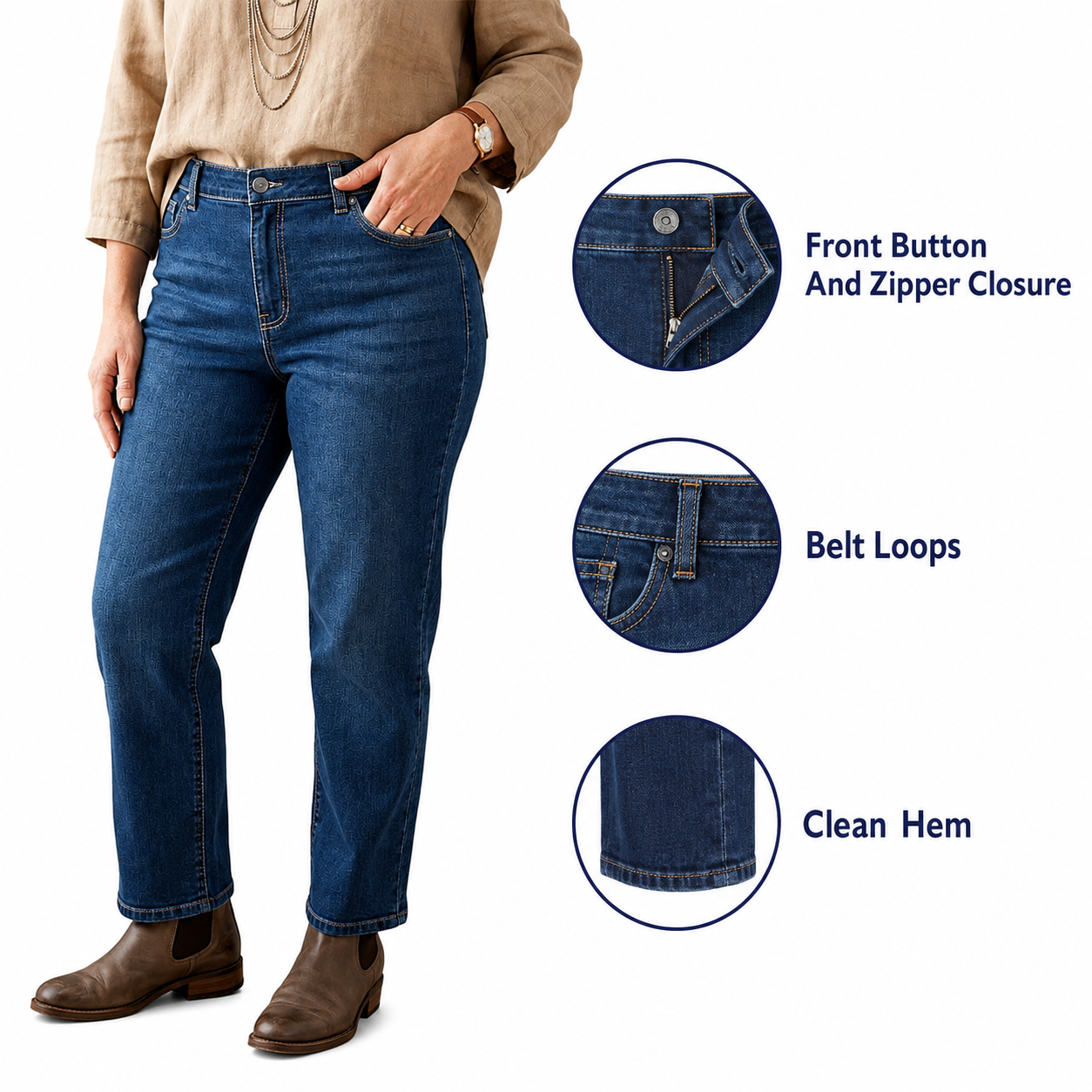 Amanda Women’s Blue Straight Leg Denim Jeans