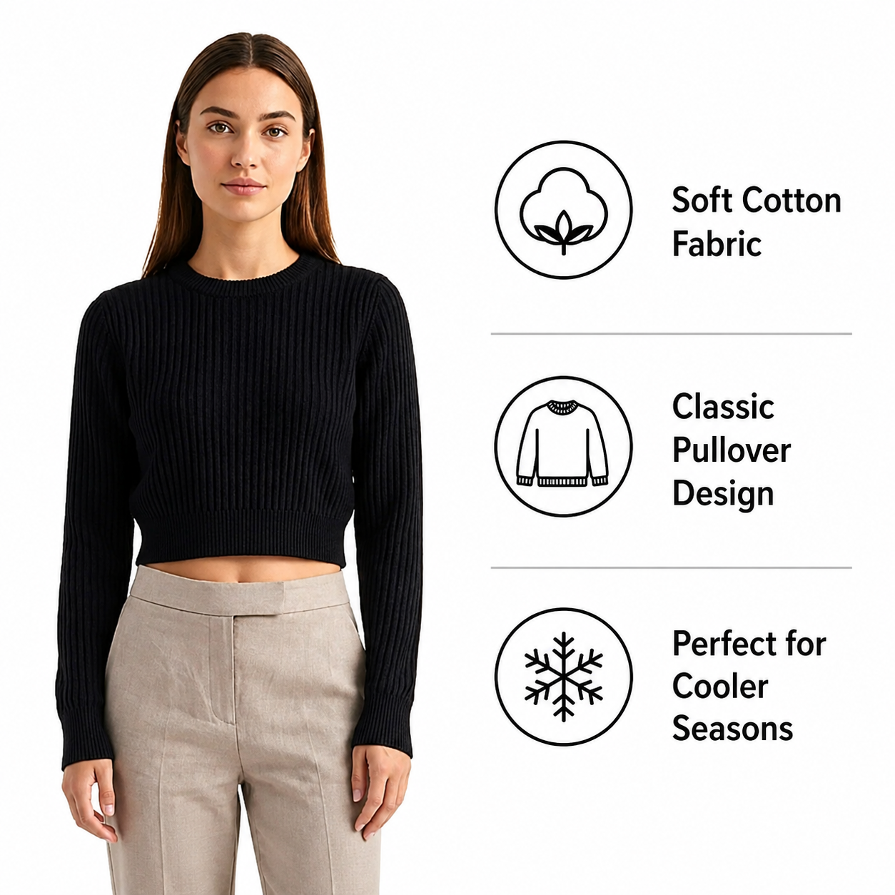 Frank & Oak Women's Black Ribbed Knit