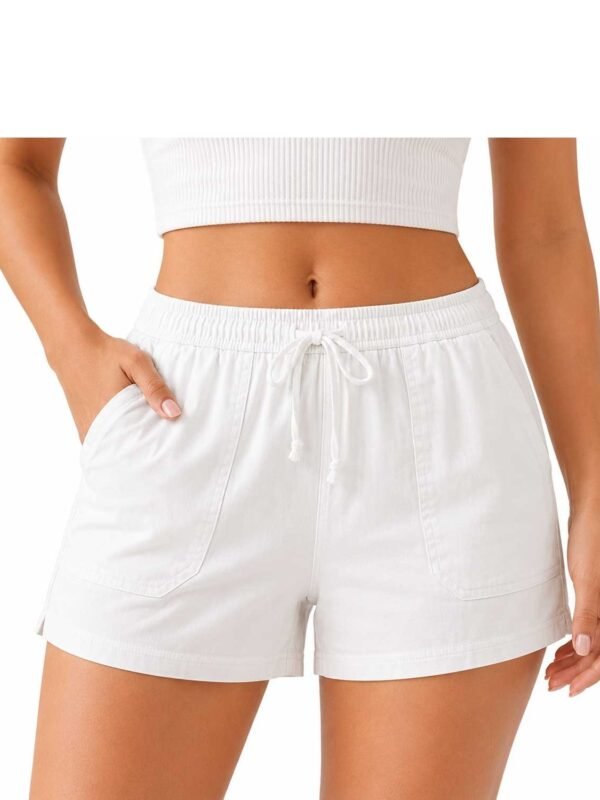 Buffalo Women's White Shorts Pull-On Drawstring Four-pocket Styling