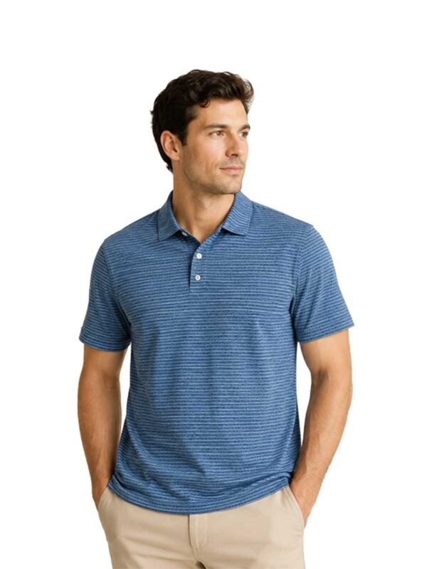 Greg Norman Men's Blue T-Shirt Polo Short Sleeve 3 Button Tee