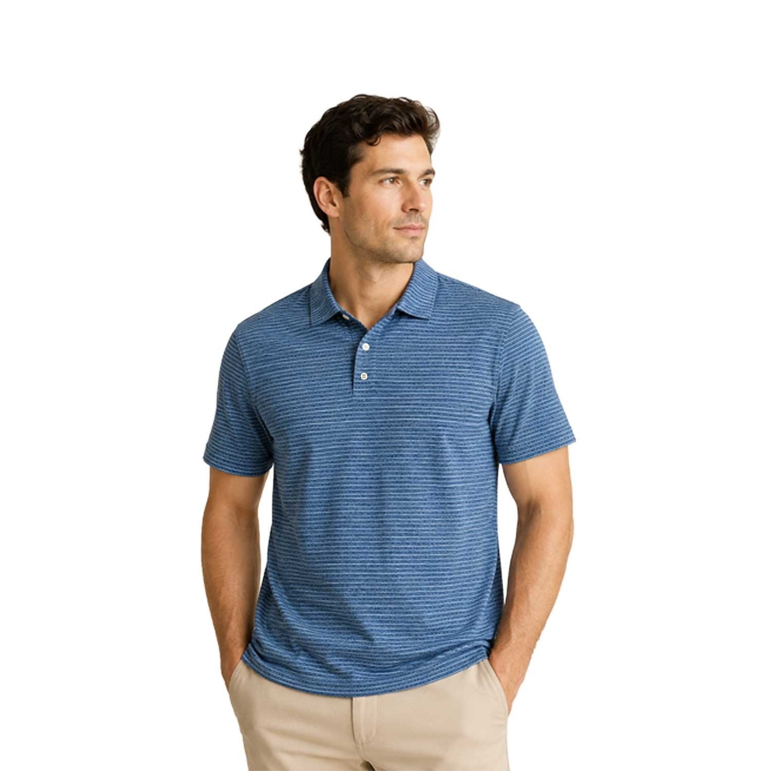Greg Norman Men's Blue T-Shirt Polo Short Sleeve 3 Button Tee