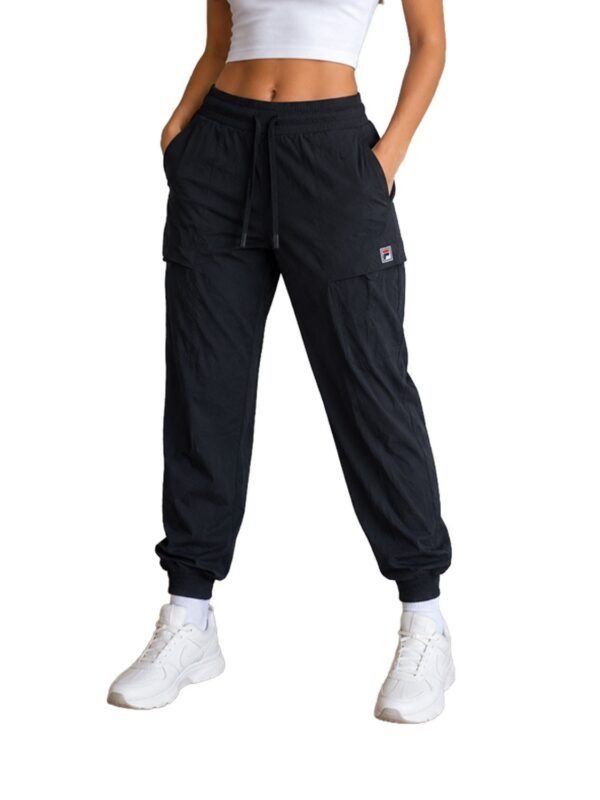 Fila Women's Black Jogger Pants Lined Cuffed Drawstring Soft Lightweight