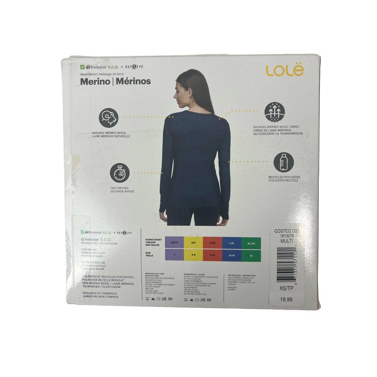 Lole Women’s Dark Blue Top Merino Wool Blend Baselaye L/S - Image 5