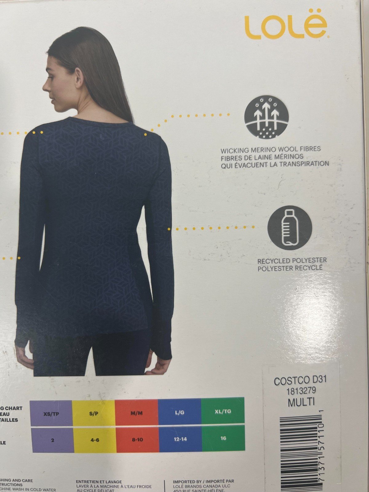 Lole Women’s Dark Blue Top Merino Wool Blend Baselaye L/S - Image 15