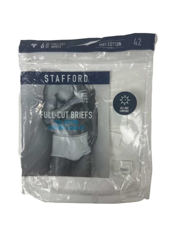 Stafford Men's White Allday Comfort Full Cut Brief 6 Pack