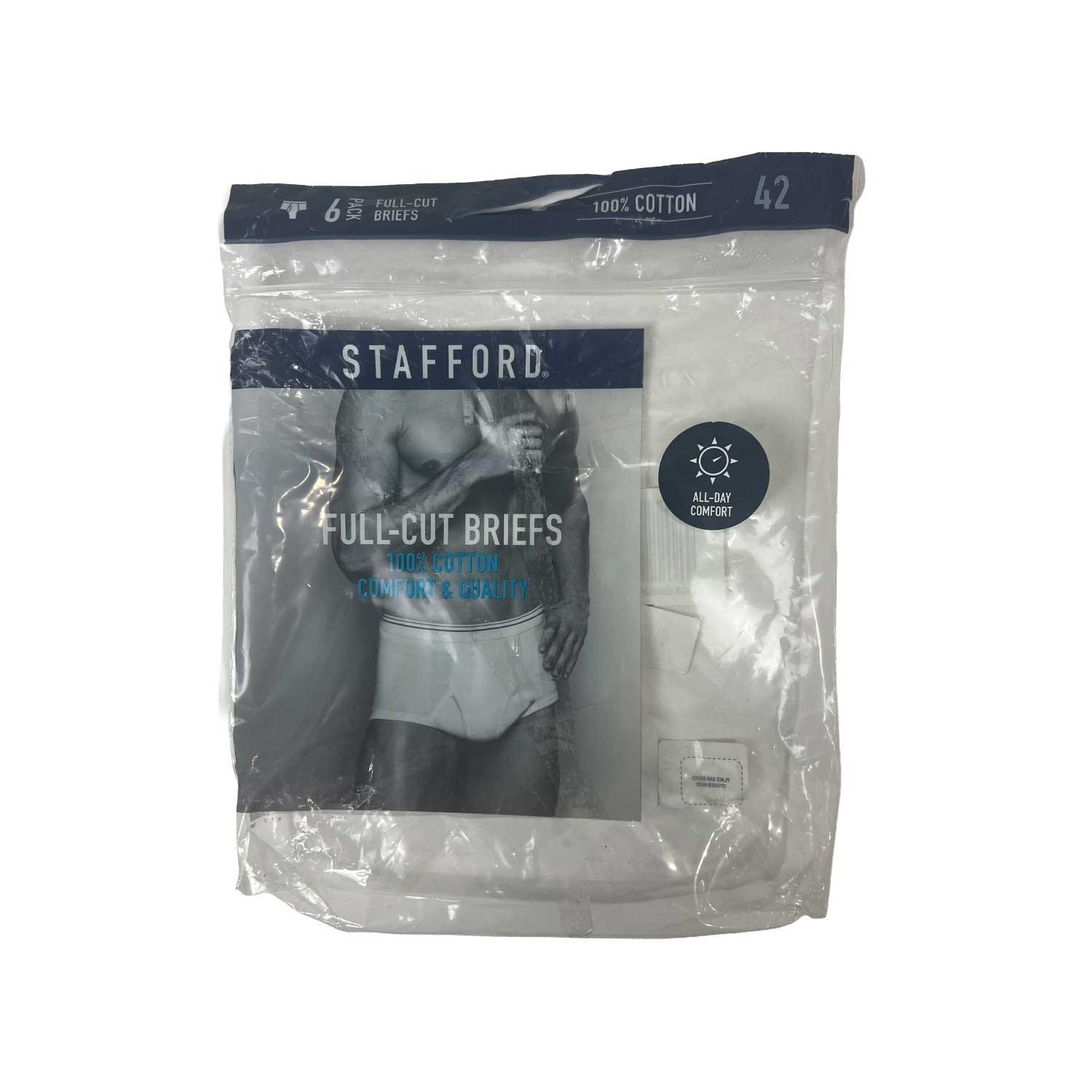 Stafford Men's White Allday Comfort Full Cut Brief 6 Pack
