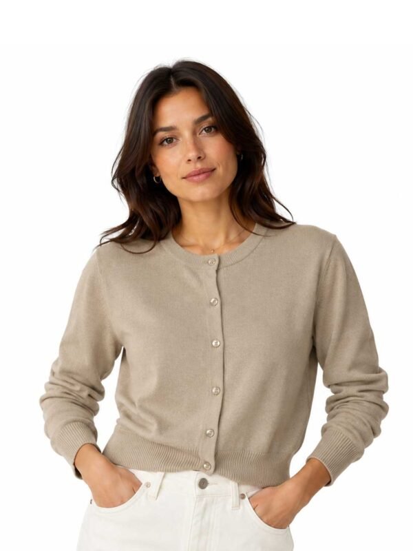 Frank Women's Brown Cardigan Sweater Long Sleeve