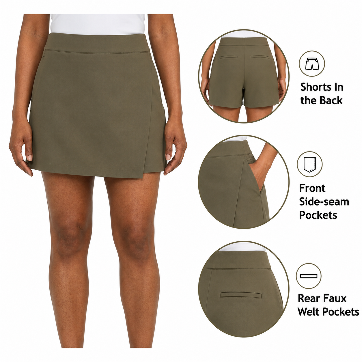 Frank. by Frank And Oak Women's Olive Green Skort