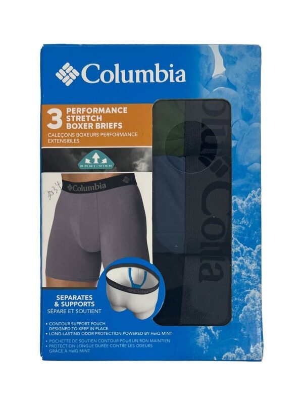 Columbia Men's 3 Pack Performance Stretch Boxer Briefs (100)