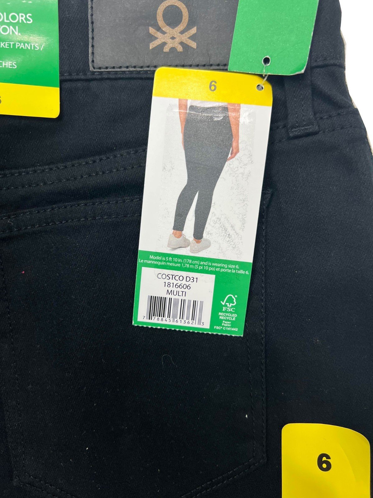 United Colors of Benetton Women's Black Pants High Rise 5-Pocket (026) - Image 8