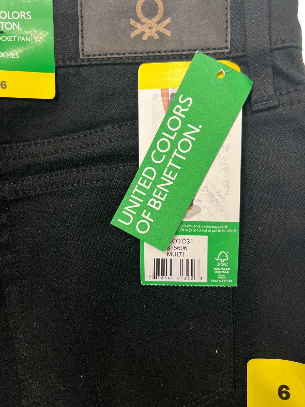United Colors of Benetton Women's Black Pants High Rise 5-Pocket (026) - Image 9