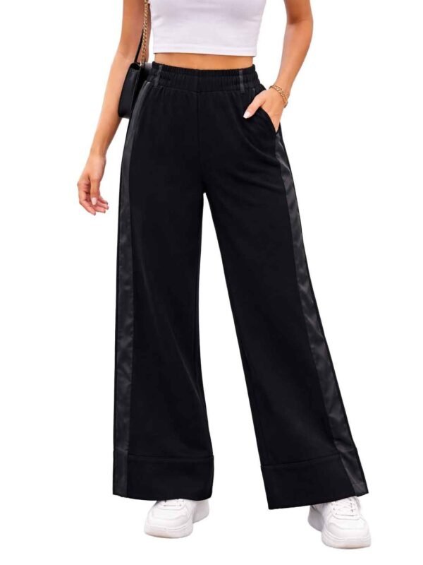 Worthington X Jason Bolden Women's Black Pant Satin Trim Wide Leg (044)