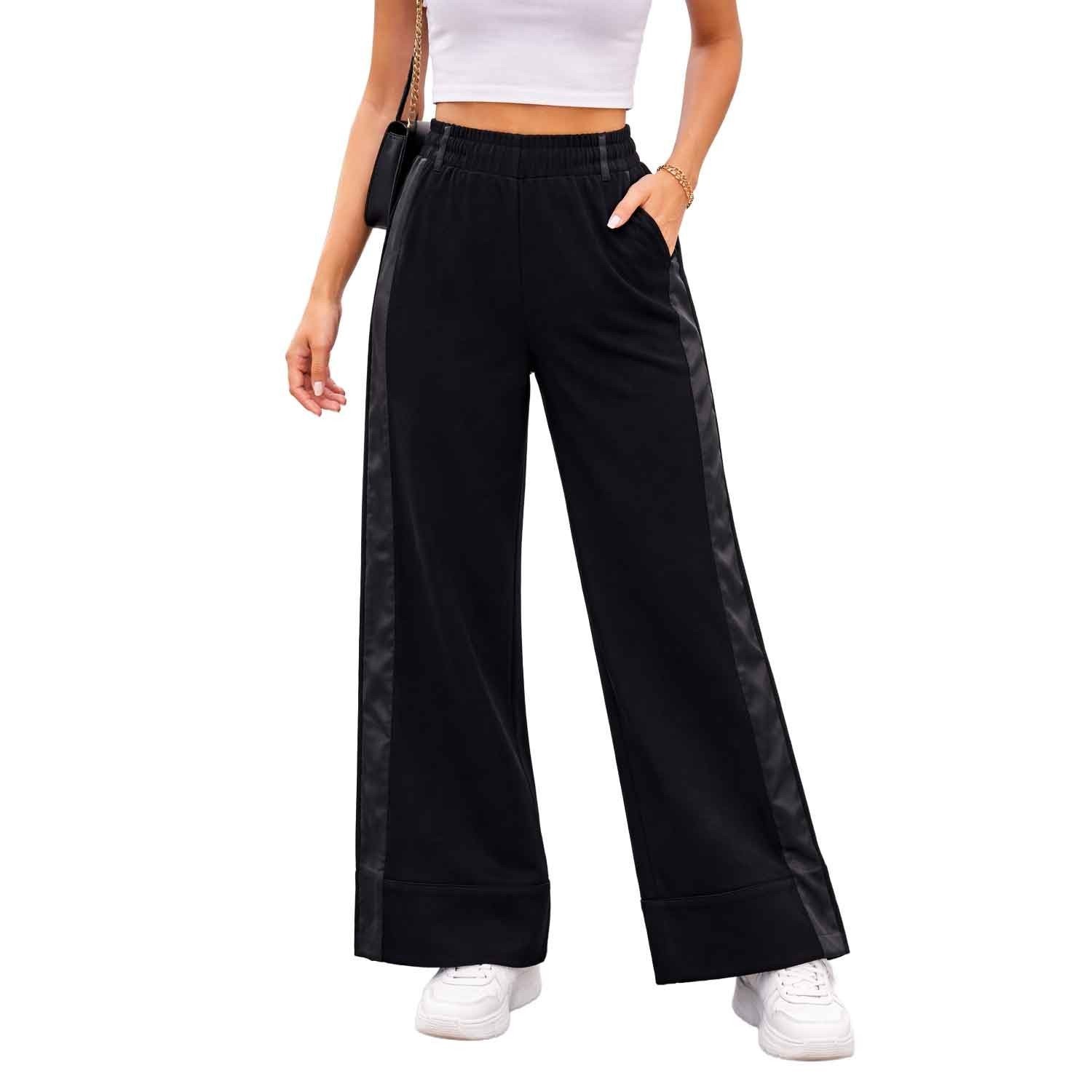 Worthington X Jason Bolden Women's Black Pant Satin Trim Wide Leg (044)