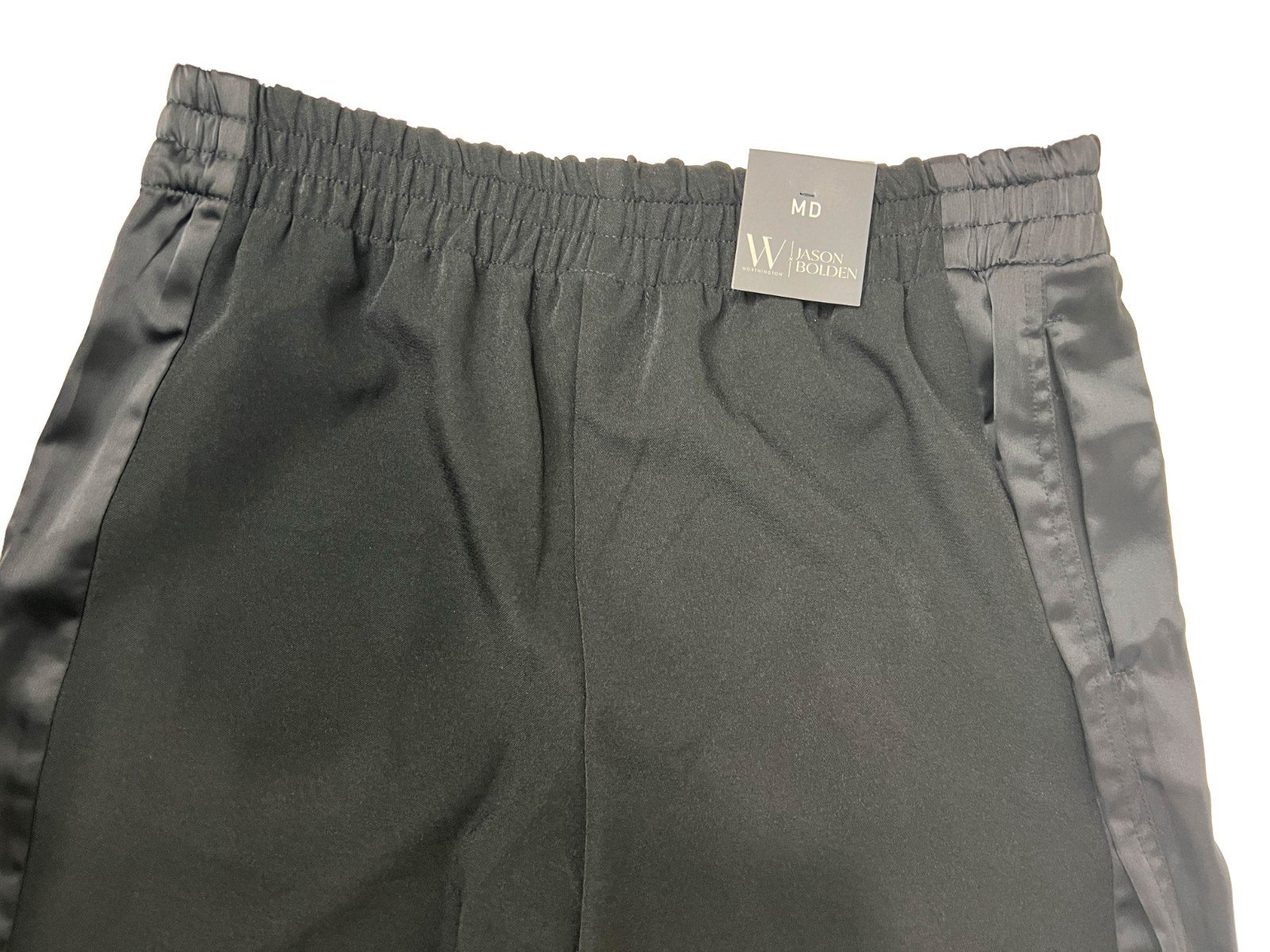 Worthington X Jason Bolden Women's Black Pant Satin Trim Wide Leg (044) - Image 8