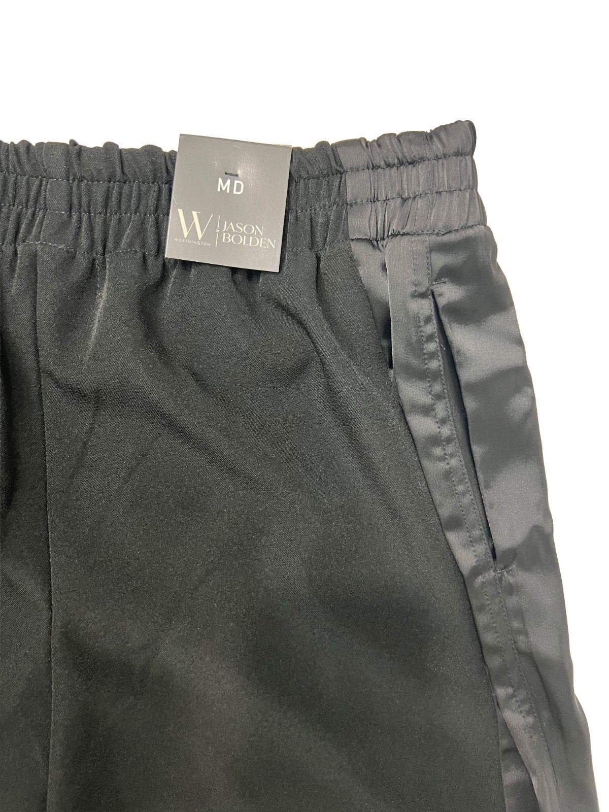 Worthington X Jason Bolden Women's Black Pant Satin Trim Wide Leg (044) - Image 10