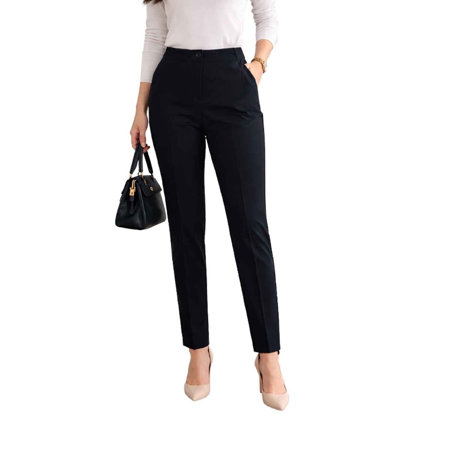 Worthington Women's Black Pants Wrinkle Free Slim Ankle High Rise (040)