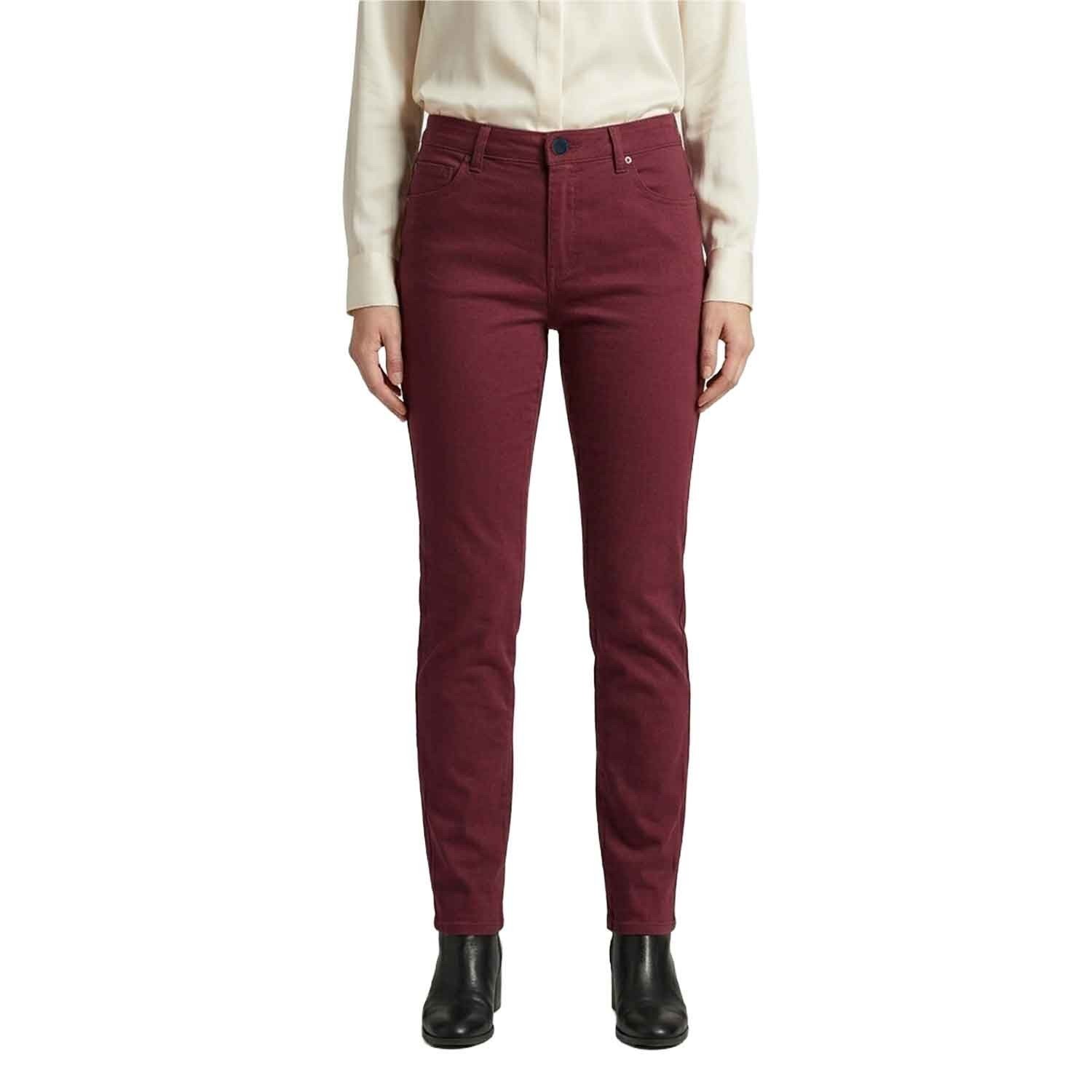 United Colors of Benetton Women's Burgundy Pants High Rise 5-Pocket (028)