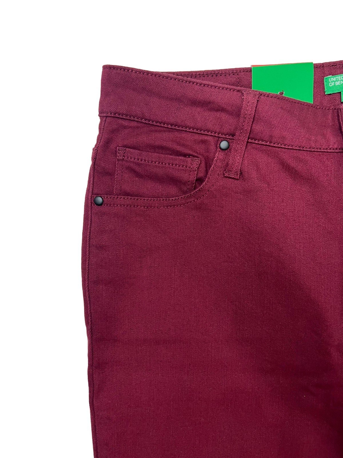 United Colors of Benetton Women's Burgundy Pants High Rise 5-Pocket (028) - Image 4