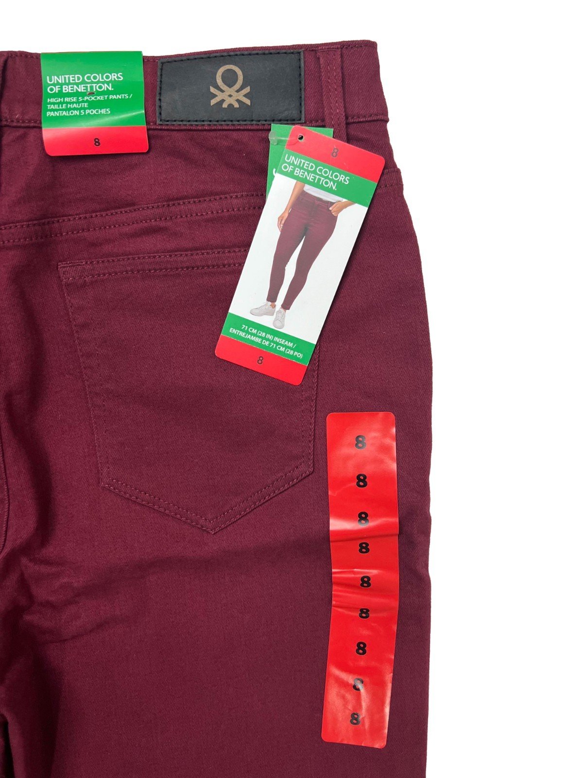 United Colors of Benetton Women's Burgundy Pants High Rise 5-Pocket (028) - Image 8