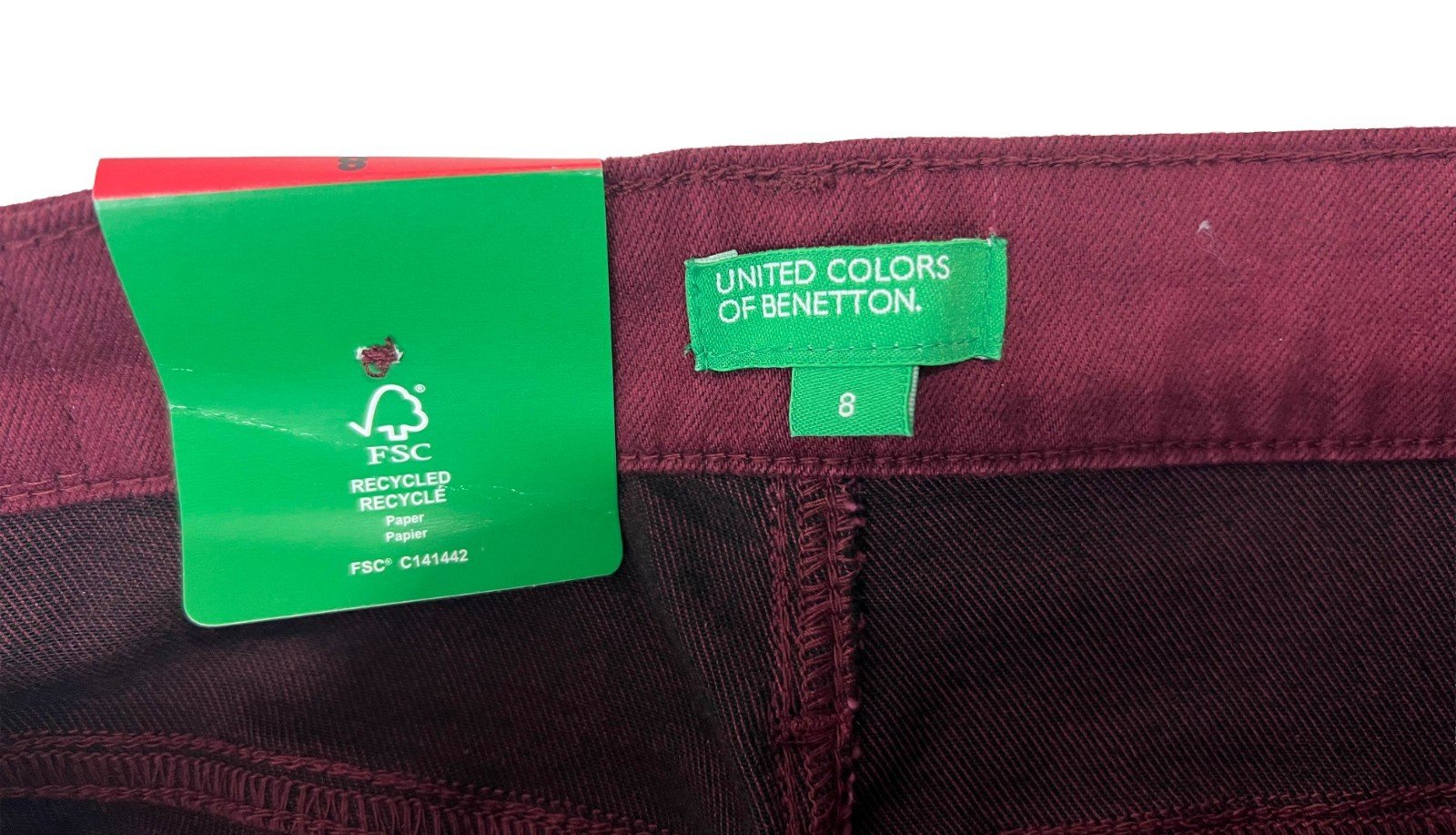United Colors of Benetton Women's Burgundy Pants High Rise 5-Pocket (028) - Image 10