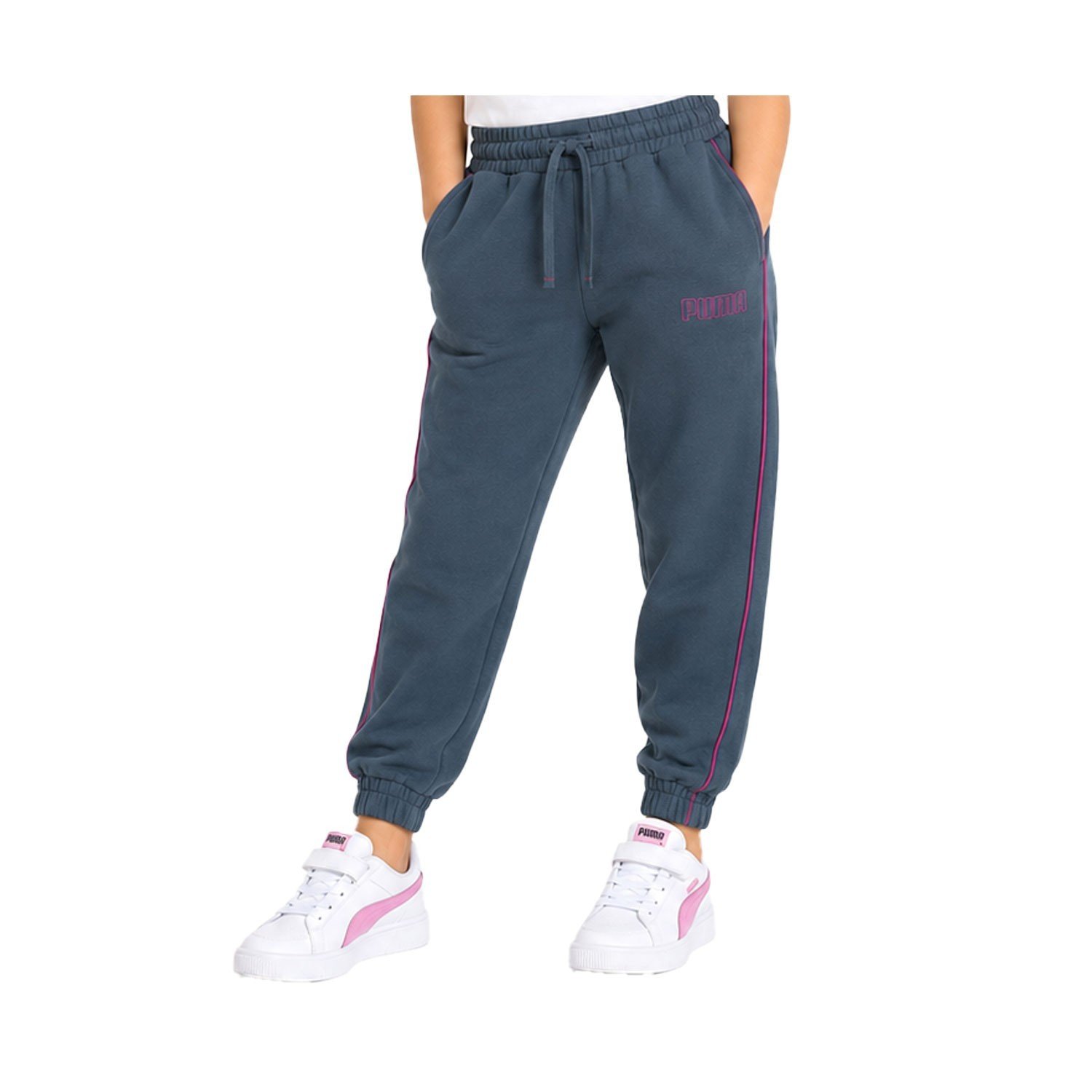 Puma Kids Girls Blue Fleece Jogger Pant Size - XS