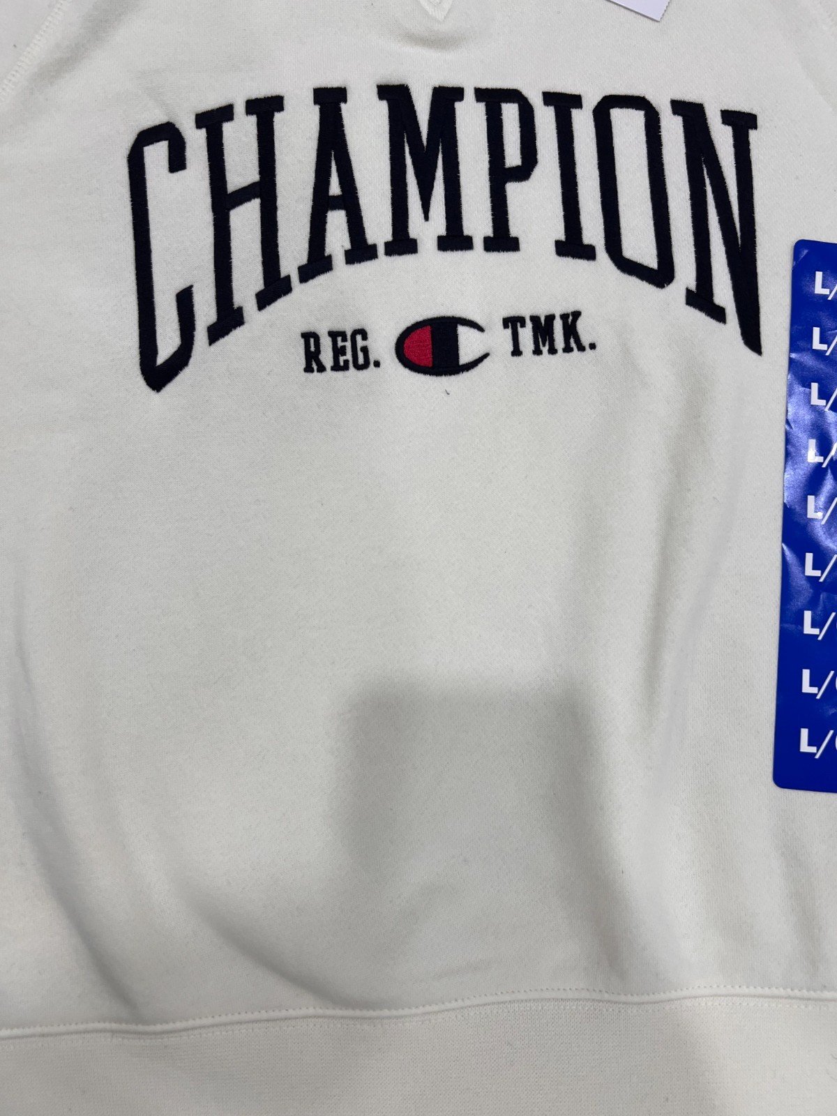 Champion Off White Women's Top Short Sleeve Fleece Sweater Size - L - Image 4