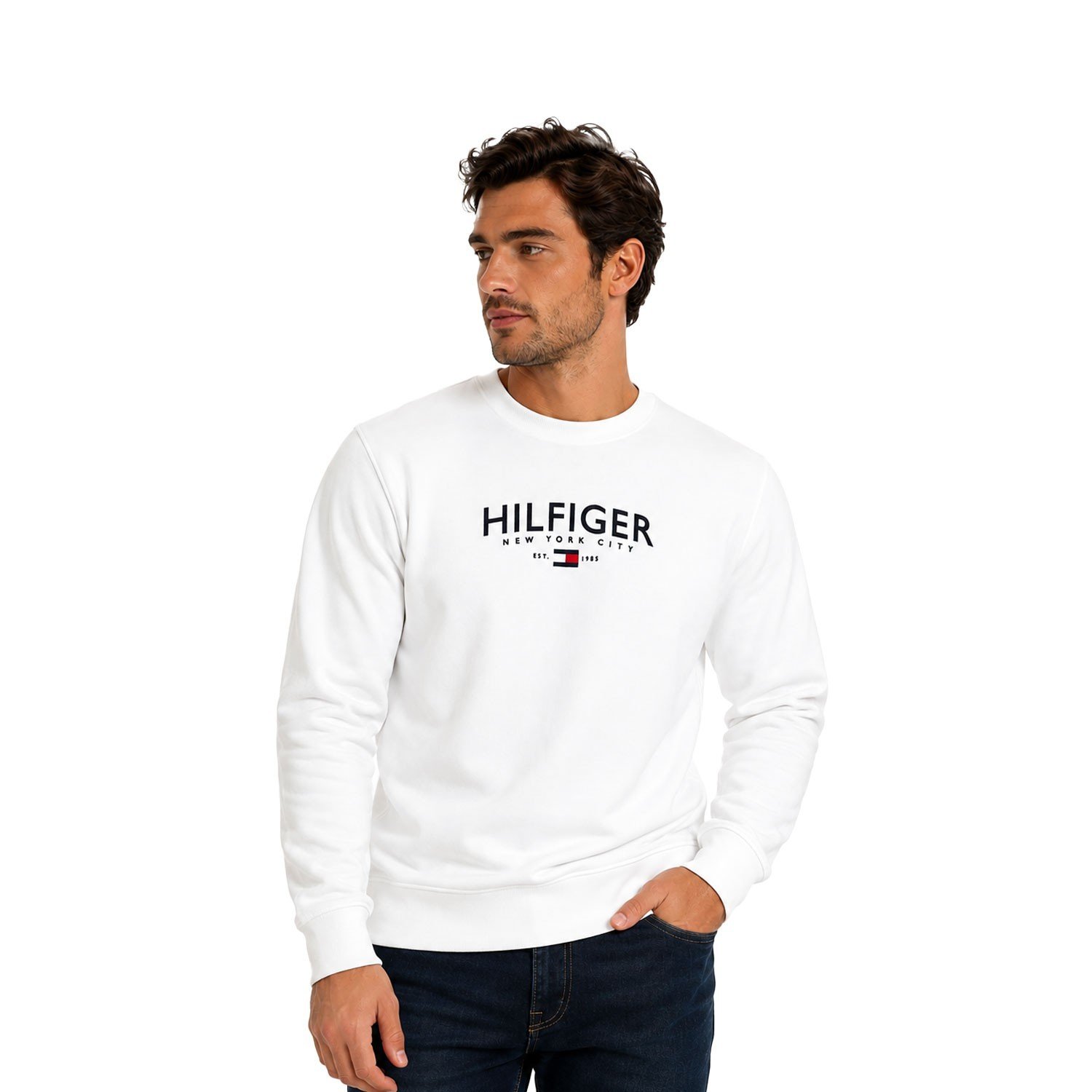 Tommy Hilfiger Men's White Sweater Crew Neck Pullover Size - S