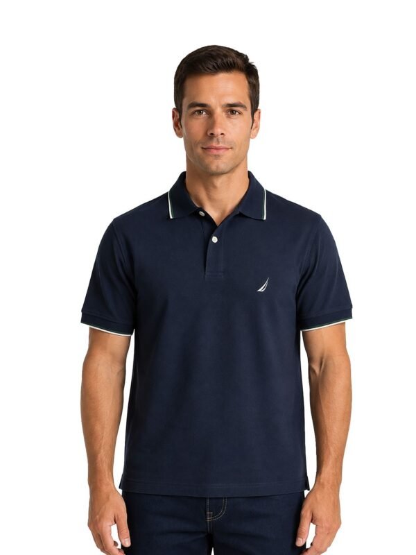 Nautica Men's Navy Polo T-Shirt Regular Fit Tipped Short Sleeve (123) Size - XL
