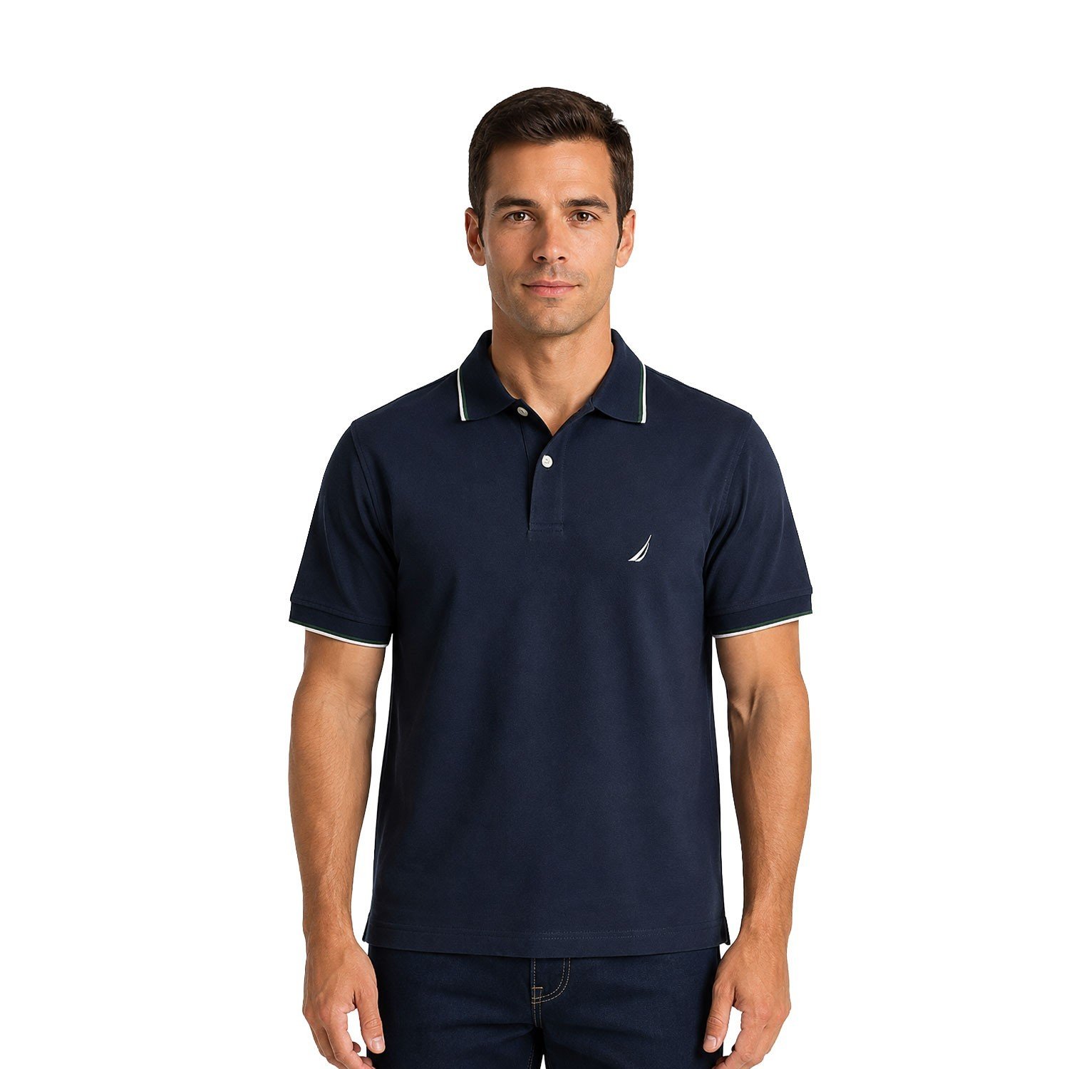 Nautica Men's Navy Polo T-Shirt Regular Fit Tipped Short Sleeve (123) Size - XL