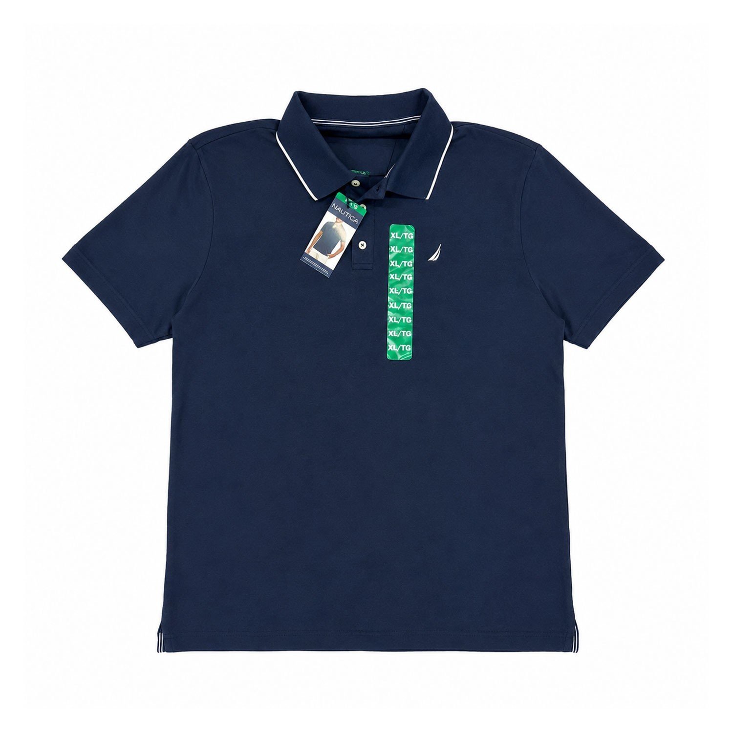 Nautica Men's Navy Polo T-Shirt Regular Fit Tipped Short Sleeve (123) Size - XL - Image 2