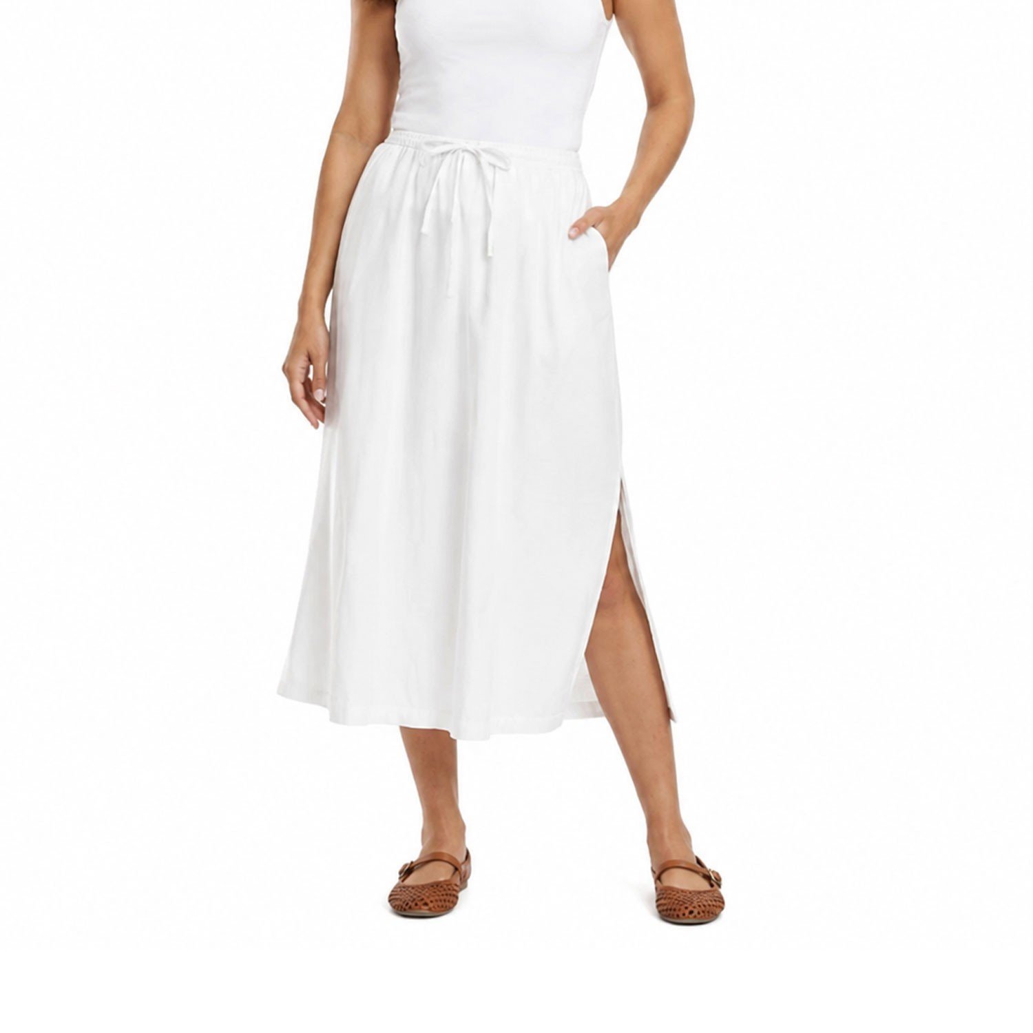 Universal thread Women's White Skirt Drawstring A-Line Size - M