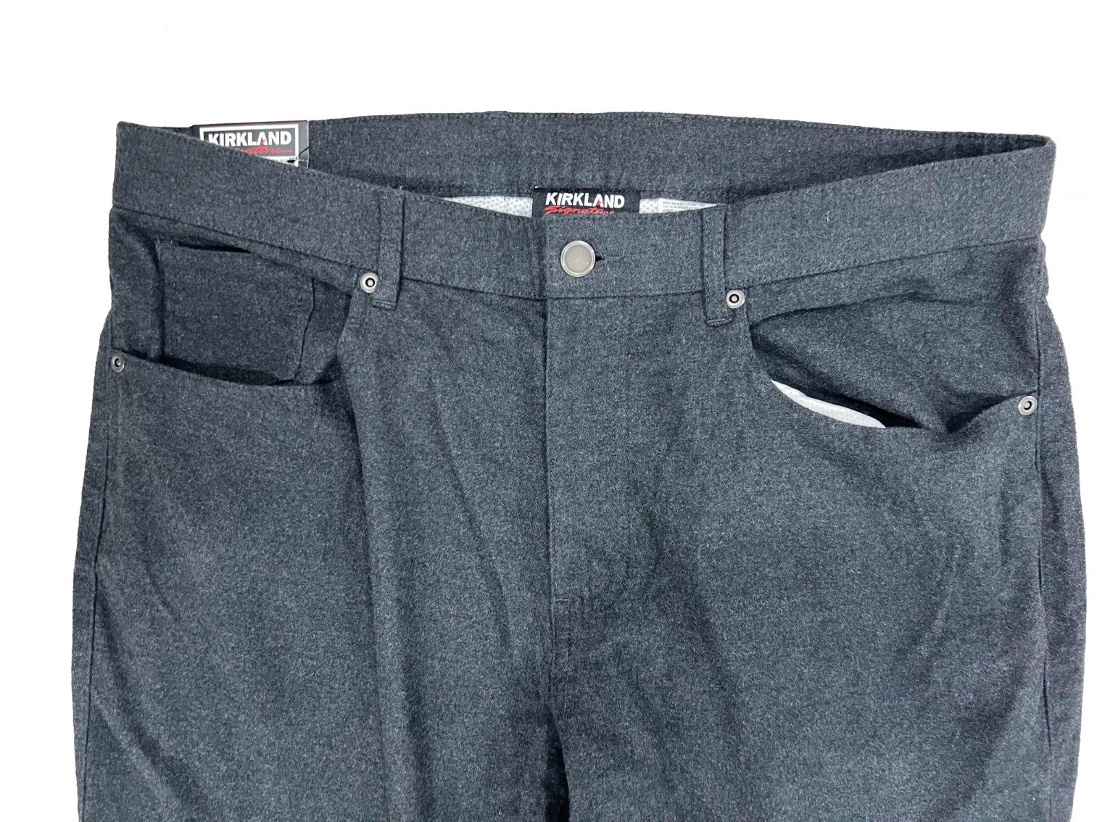 Krikland Men's Grey Pant Burshed Stretch Cotton 5- Pocket (159) Size - 34X30 - Image 6