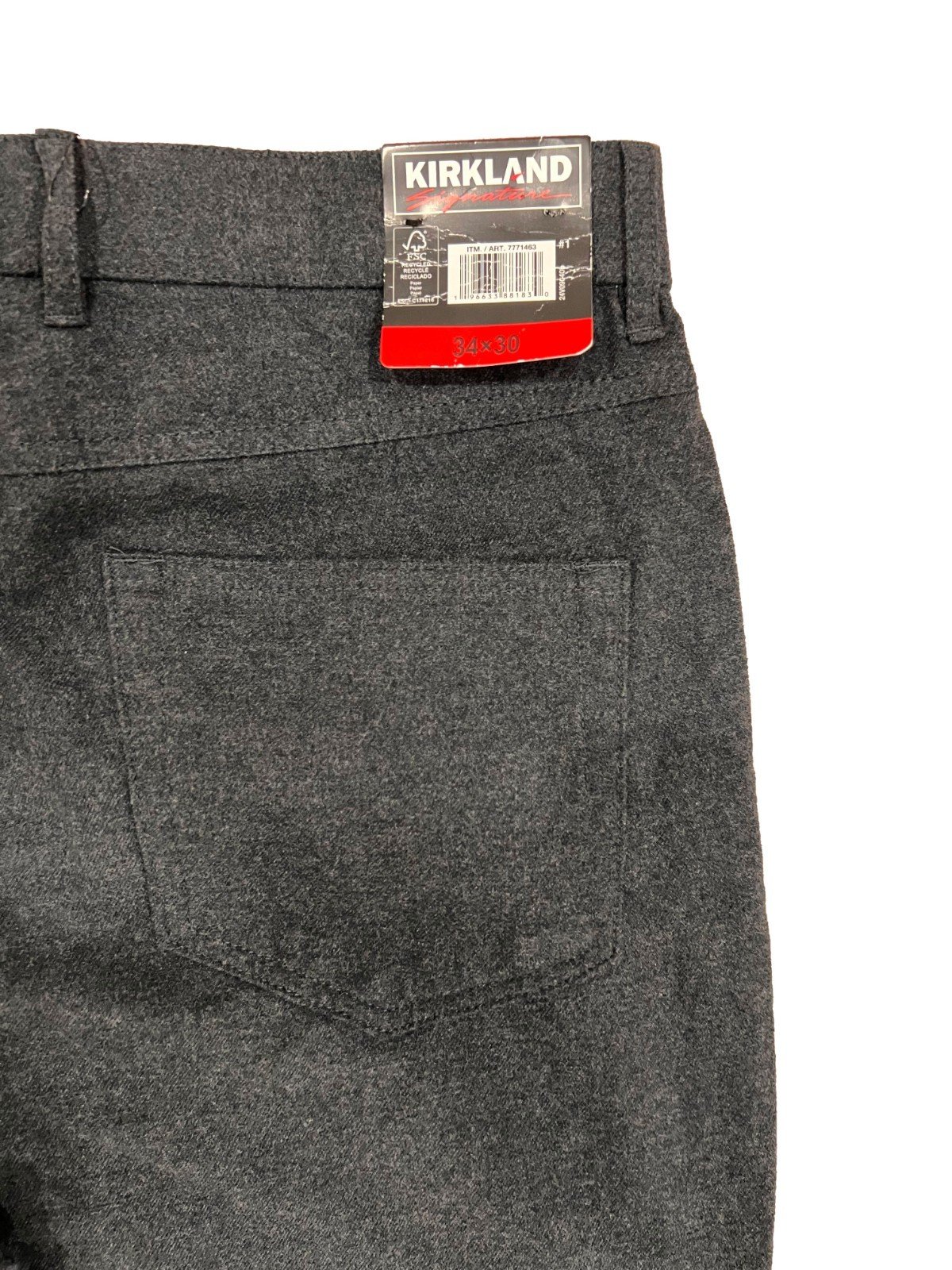 Krikland Men's Grey Pant Burshed Stretch Cotton 5- Pocket (159) Size - 34X30 - Image 11