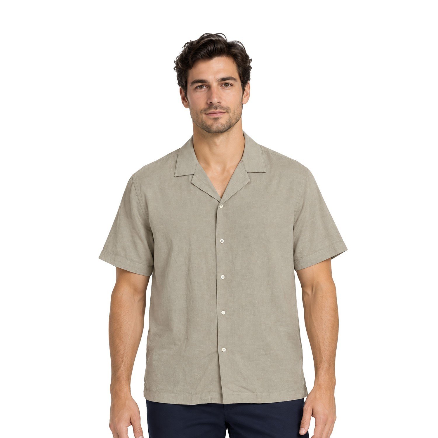 Gap Men's Tan Shirt Button-Up Linen Short Sleeve (164) Size - XXL