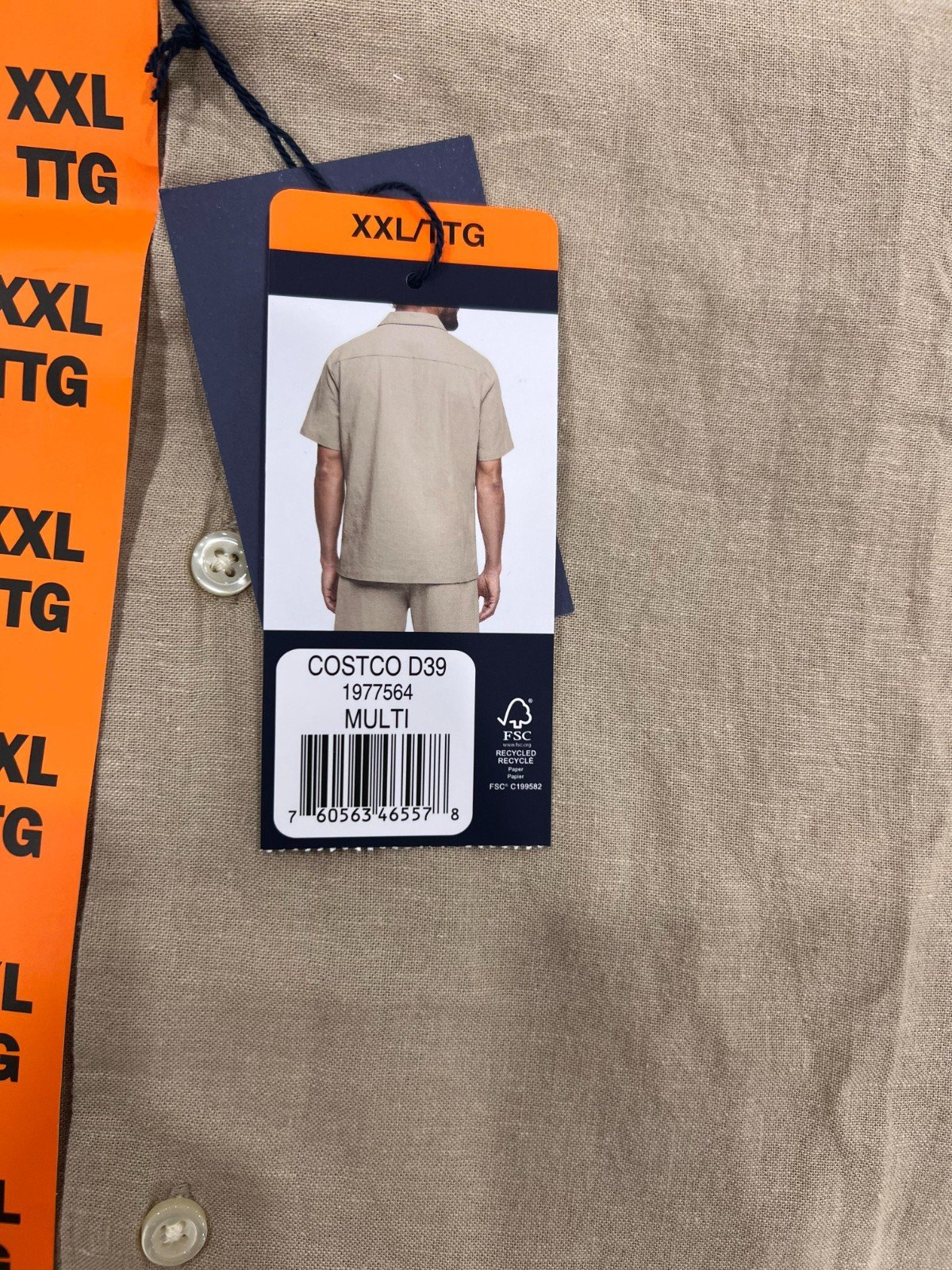 Gap Men's Tan Shirt Button-Up Linen Short Sleeve (164) Size - XXL - Image 6