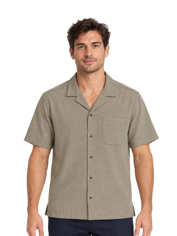 Ike Behar Men's Sage Green Shirt Cuban Collar Short Sleeve (165)