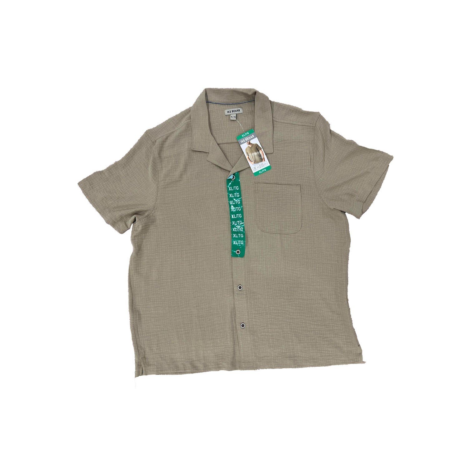 Ike Behar Men's Sage Green Shirt Cuban Collar Short Sleeve (165) - Image 2