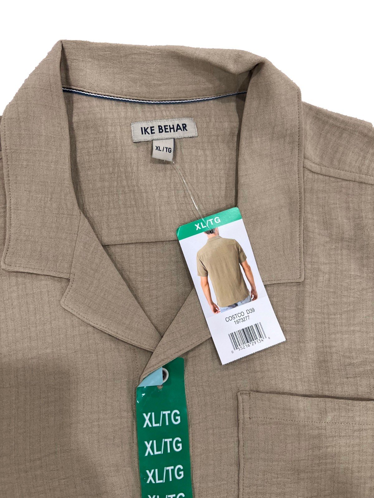 Ike Behar Men's Sage Green Shirt Cuban Collar Short Sleeve (165) - Image 6