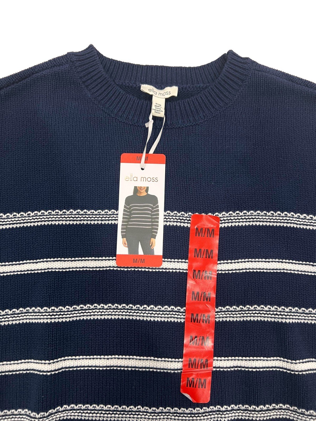 Ella Moss Ladies Navy Blue Sweater Crewneck Knit L\S (153) - Image 4
