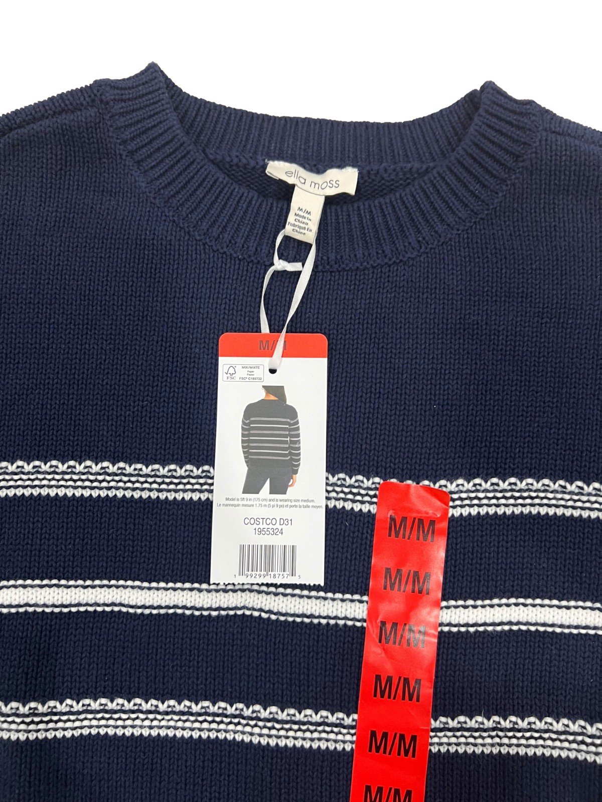 Ella Moss Ladies Navy Blue Sweater Crewneck Knit L\S (153) - Image 6